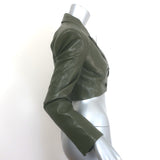 Alice + Olivia Anthony Cropped Faux Leather Blazer Olive Size 0