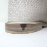 Fendi Karligraphy Crocodile-Embossed Riding Boots Cream Leather Size 38.5 NEW