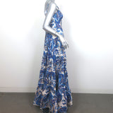 Cara Cara Nathali Tiered Maxi Dress Blue Paisley Print Cotton Size Small