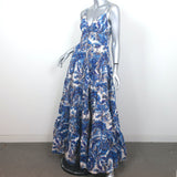 Cara Cara Nathali Tiered Maxi Dress Blue Paisley Print Cotton Size Small