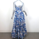Cara Cara Nathali Tiered Maxi Dress Blue Paisley Print Cotton Size Small