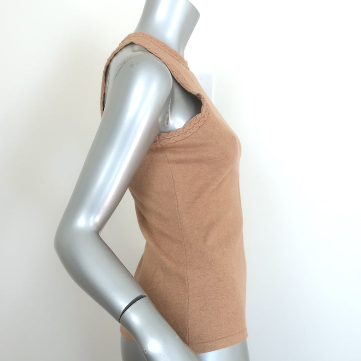 Joslin Braided-Trim Knit Tank Top Sand Cotton-Cashmere Size US 4