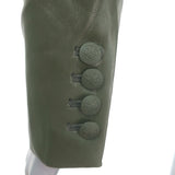 Alice + Olivia Anthony Cropped Faux Leather Blazer Olive Size 0