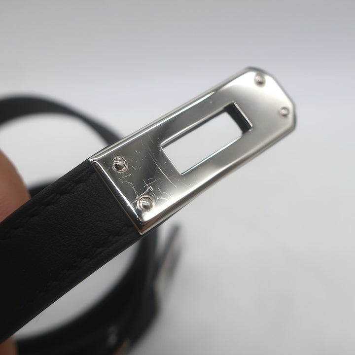 Hermes Kelly Triple Tour Wrap Bracelet/Choker Necklace Black Leather Palladium Hardware