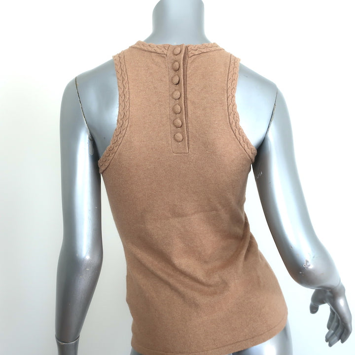 Joslin Braided-Trim Knit Tank Top Sand Cotton-Cashmere Size US 4