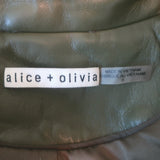 Alice + Olivia Anthony Cropped Faux Leather Blazer Olive Size 0