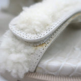 Christian Louboutin Lock Wool Shearling Slingback Sandals Cream Size 38.5