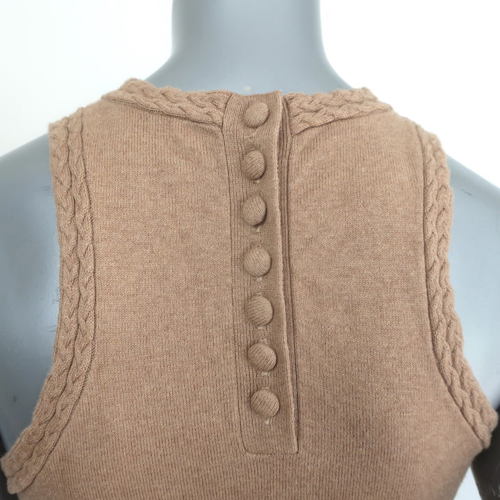Joslin Braided-Trim Knit Tank Top Sand Cotton-Cashmere Size US 4