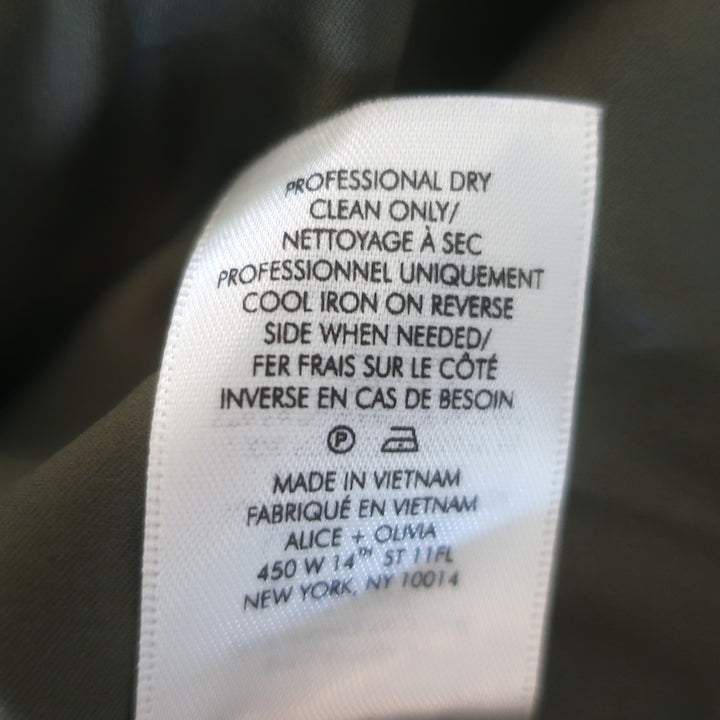 Alice + Olivia Anthony Cropped Faux Leather Blazer Olive Size 0
