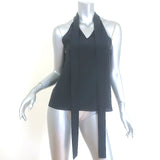 Nili Lotan Zelie Halterneck Top Dark Navy Silk Size 2 Tie-Neck Blouse NEW