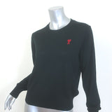 AMI Paris Ami De Coeur Embroidered Crewneck Sweater Black Wool Size Small