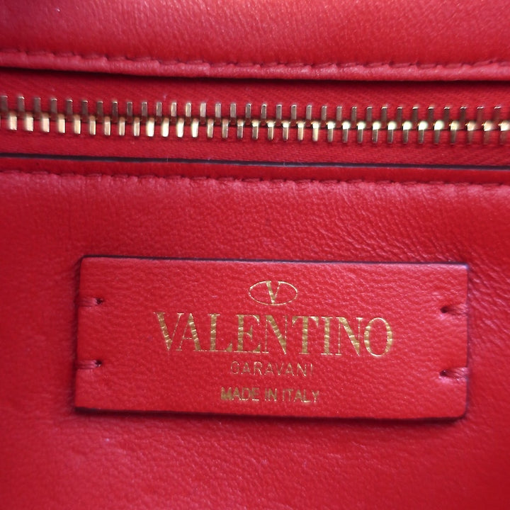 Valentino Medium Roman Stud Shoulder Bag Red Quilted Leather Crossbody