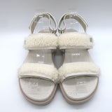 Christian Louboutin Lock Wool Shearling Slingback Sandals Cream Size 38.5