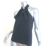 Nili Lotan Zelie Halterneck Top Dark Navy Silk Size 2 Tie-Neck Blouse NEW