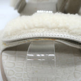 Christian Louboutin Lock Wool Shearling Slingback Sandals Cream Size 38.5