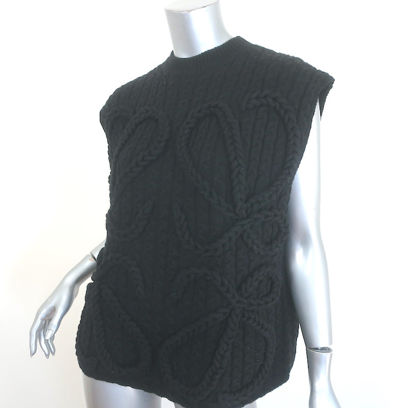 Loewe Anagram Sleeveless Sweater Black Wool Size Extra Small New