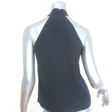 Nili Lotan Zelie Halterneck Top Dark Navy Silk Size 2 Tie-Neck Blouse NEW
