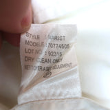 Theory Tie-Neck Top Marist Cream Stretch Cotton Size Small Short Sleeve Blouse