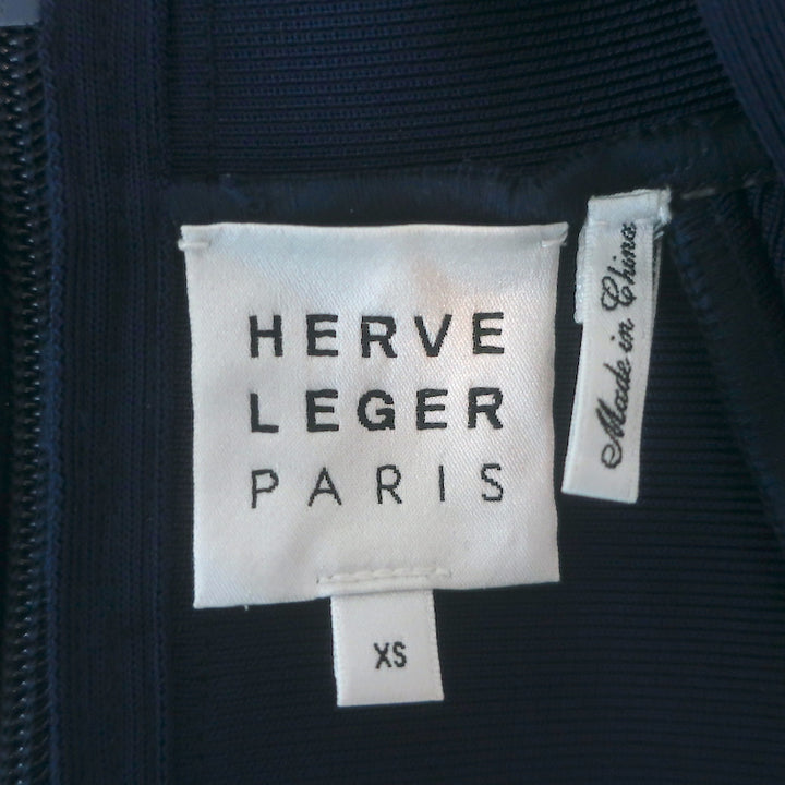 Herve Leger Icon Square Neck Bandage Top Navy Size Extra Small