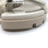 Christian Louboutin Lock Wool Shearling Slingback Sandals Cream Size 38.5