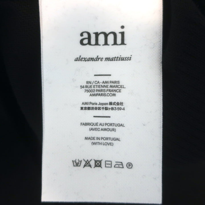 AMI Paris Ami De Coeur Embroidered Crewneck Sweater Black Wool Size Small