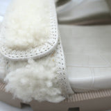 Christian Louboutin Lock Wool Shearling Slingback Sandals Cream Size 38.5