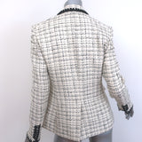 Veronica Beard Tweed Dickey Jacket Cream Cotton-Blend Size 2 One-Button Blazer