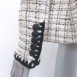 Veronica Beard Tweed Dickey Jacket Cream Cotton-Blend Size 2 One-Button Blazer