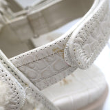 Christian Louboutin Lock Wool Shearling Slingback Sandals Cream Size 38.5