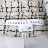 Veronica Beard Tweed Dickey Jacket Cream Cotton-Blend Size 2 One-Button Blazer