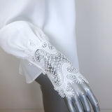 L'Agence Ava Lace Cuff Blouse White Size Medium Long Sleeve Button-Up Top