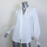 L'Agence Ava Lace Cuff Blouse White Size Medium Long Sleeve Button-Up Top