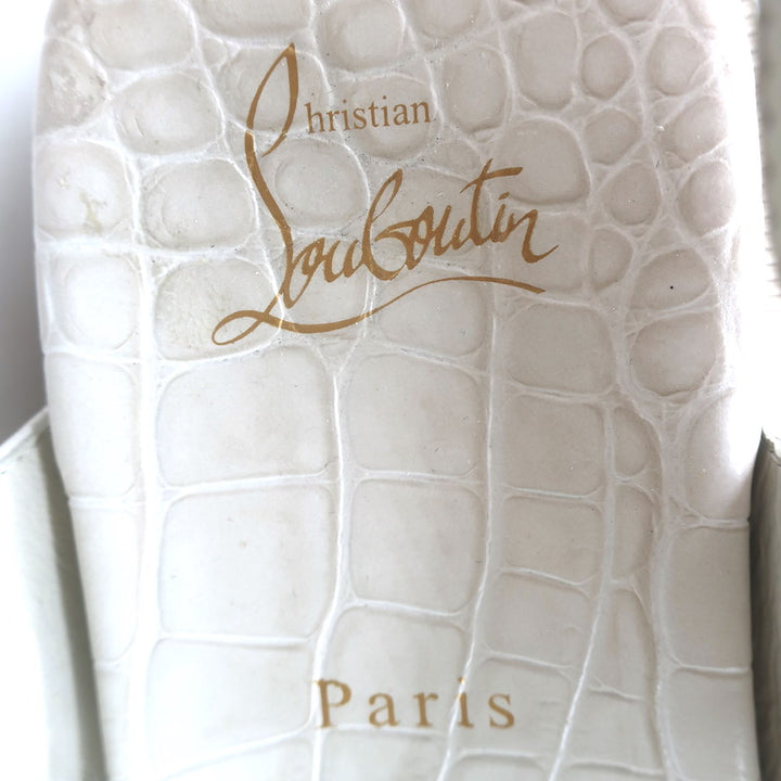 Christian Louboutin Lock Wool Shearling Slingback Sandals Cream Size 38.5