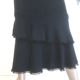 Theory Nilimary Prosecco Ruffled Hem Midi Dress Black Knit Size Petite