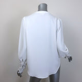 L'Agence Ava Lace Cuff Blouse White Size Medium Long Sleeve Button-Up Top