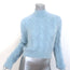 Paco Rabanne Pearl-Button Turtleneck Sweater Blue Mohair Cable Knit Size Medium