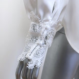 L'Agence Ava Lace Cuff Blouse White Size Medium Long Sleeve Button-Up Top