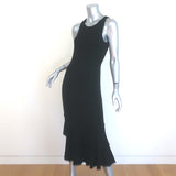 Theory Nilimary Prosecco Ruffled Hem Midi Dress Black Knit Size Petite