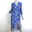 Zara The Megane Wrap Dress Blue Floral Print Crepe Size Large NEW