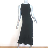 Theory Nilimary Prosecco Ruffled Hem Midi Dress Black Knit Size Petite