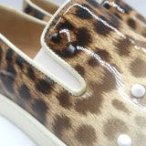 Christian Louboutin Manitoboat Spike Sneakers Leopard/White Ombre Patent Size 38