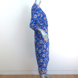 Zara The Megane Wrap Dress Blue Floral Print Crepe Size Large NEW