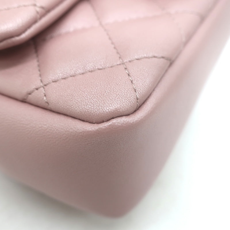 Chanel Pearl Twist Mini Flap Bag Blush Quilted Shiny Lambskin Leather Crossbody