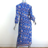 Zara The Megane Wrap Dress Blue Floral Print Crepe Size Large NEW