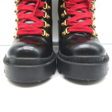 Gucci Trip Faux Pearl-Embellished Combat Boots Black Leather Size 38.5