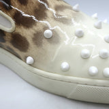 Christian Louboutin Manitoboat Spike Sneakers Leopard/White Ombre Patent Size 38