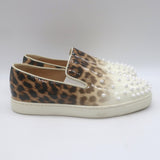 Christian Louboutin Manitoboat Spike Sneakers Leopard/White Ombre Patent Size 38