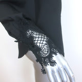 L'Agence Ava Lace Cuff Blouse Black Size Small Long Sleeve Button-Up Top