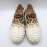 Christian Louboutin Manitoboat Spike Sneakers Leopard/White Ombre Patent Size 38