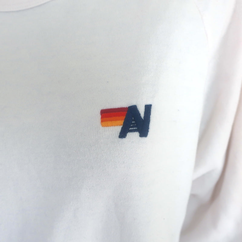 Aviator Nation 4 Stripe Crewneck Sweatshirt White Size Medium
